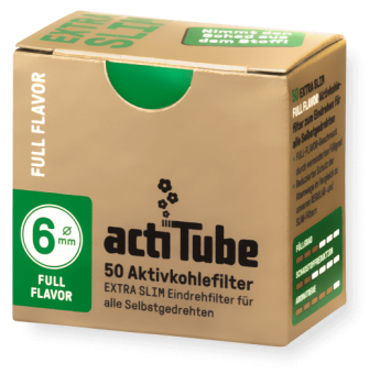 ACTITUBE Extra Slim FULL FLAVOR Aktivkohle eindrehfilter d=6mm x 2,7cm 50er Pack